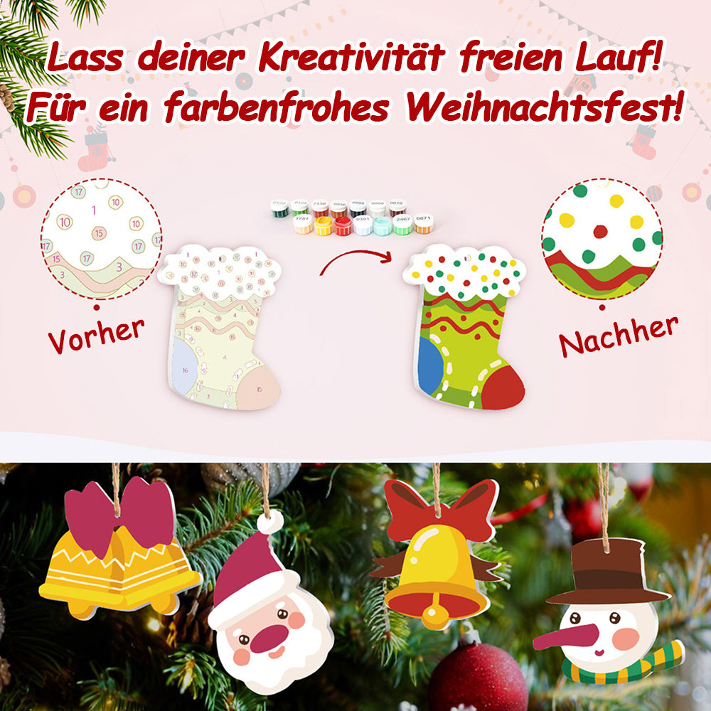 8 Stück Weihnachtsschmuck Malen nach Zahlen | Weihnachtsglocken Set