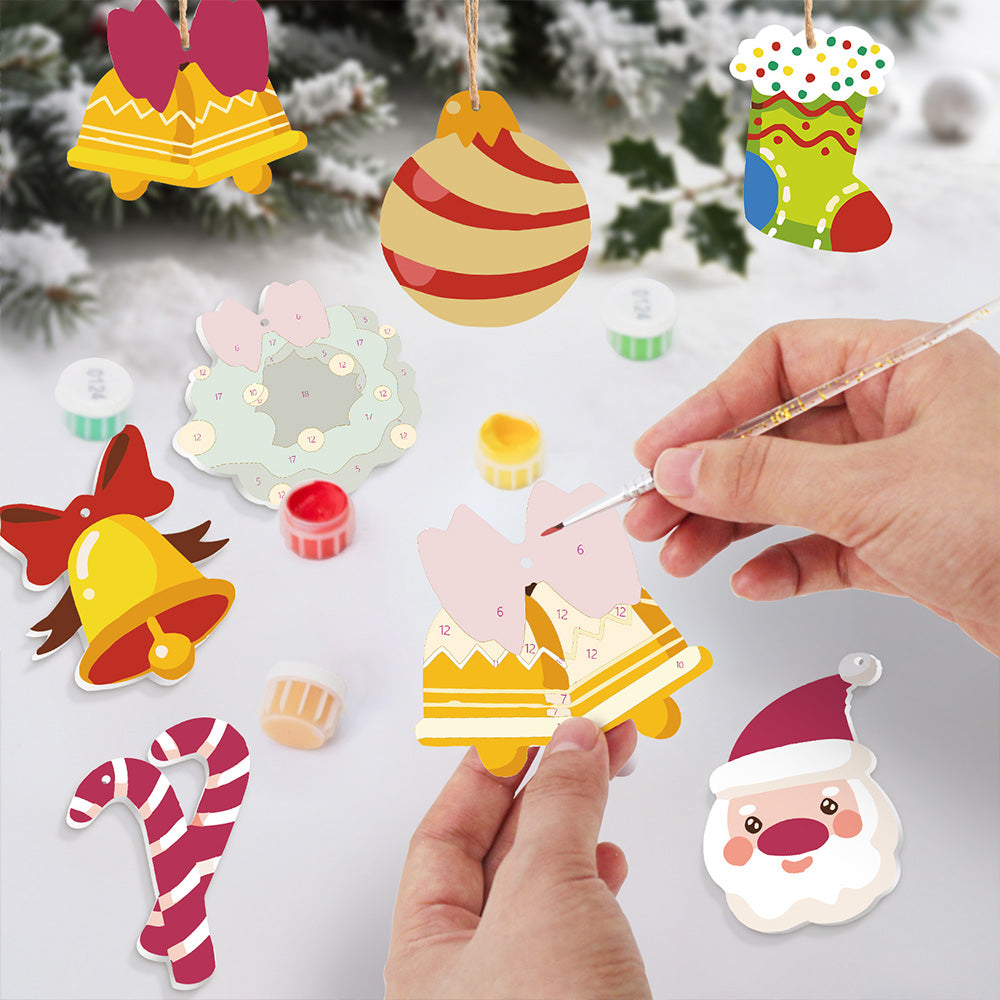 8 Stück Weihnachtsschmuck Malen nach Zahlen | Weihnachtsglocken Set