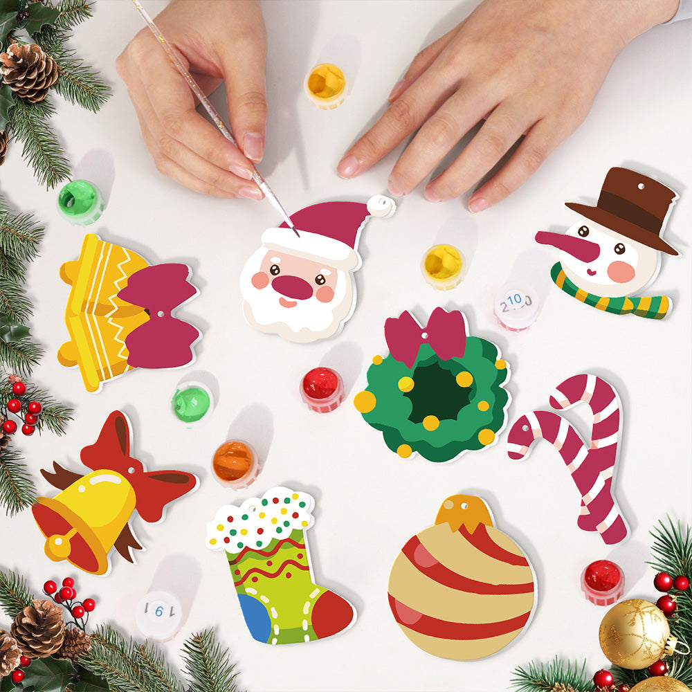 8 Stück Weihnachtsschmuck Malen nach Zahlen | Weihnachtsglocken Set