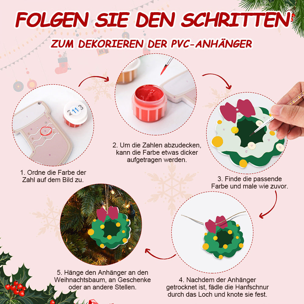 8 Stück Weihnachtsschmuck Malen nach Zahlen | Weihnachtsglocken Set