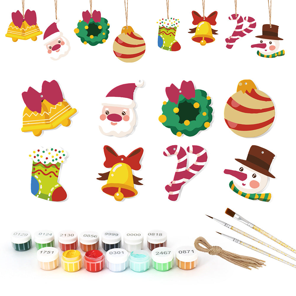 8 Stück Weihnachtsschmuck Malen nach Zahlen | Weihnachtsglocken Set