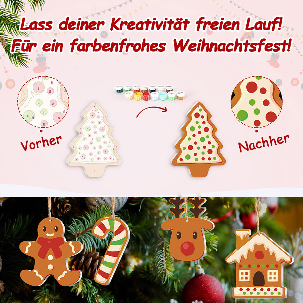 8 Stück Weihnachtsschmuck Malen nach Zahlen | Weihnachtskeks Set