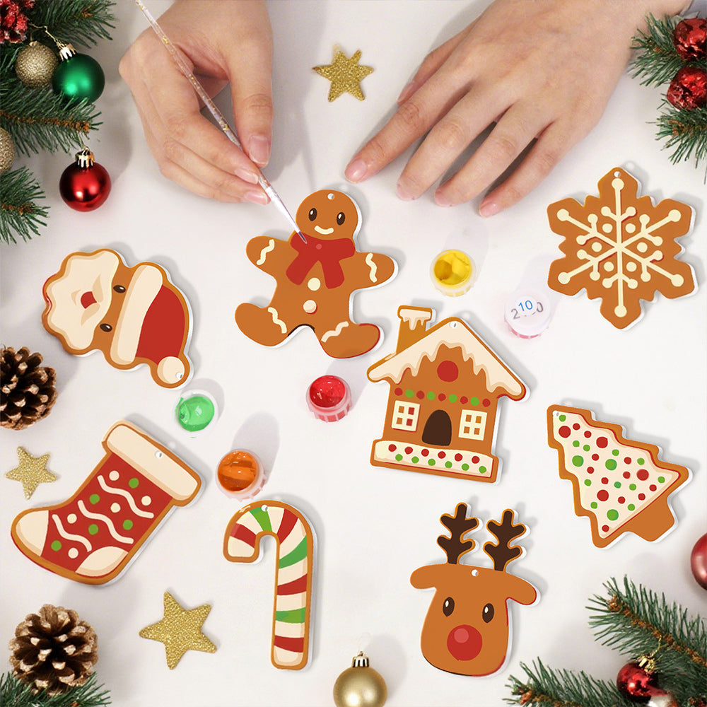 8 Stück Weihnachtsschmuck Malen nach Zahlen | Weihnachtskeks Set