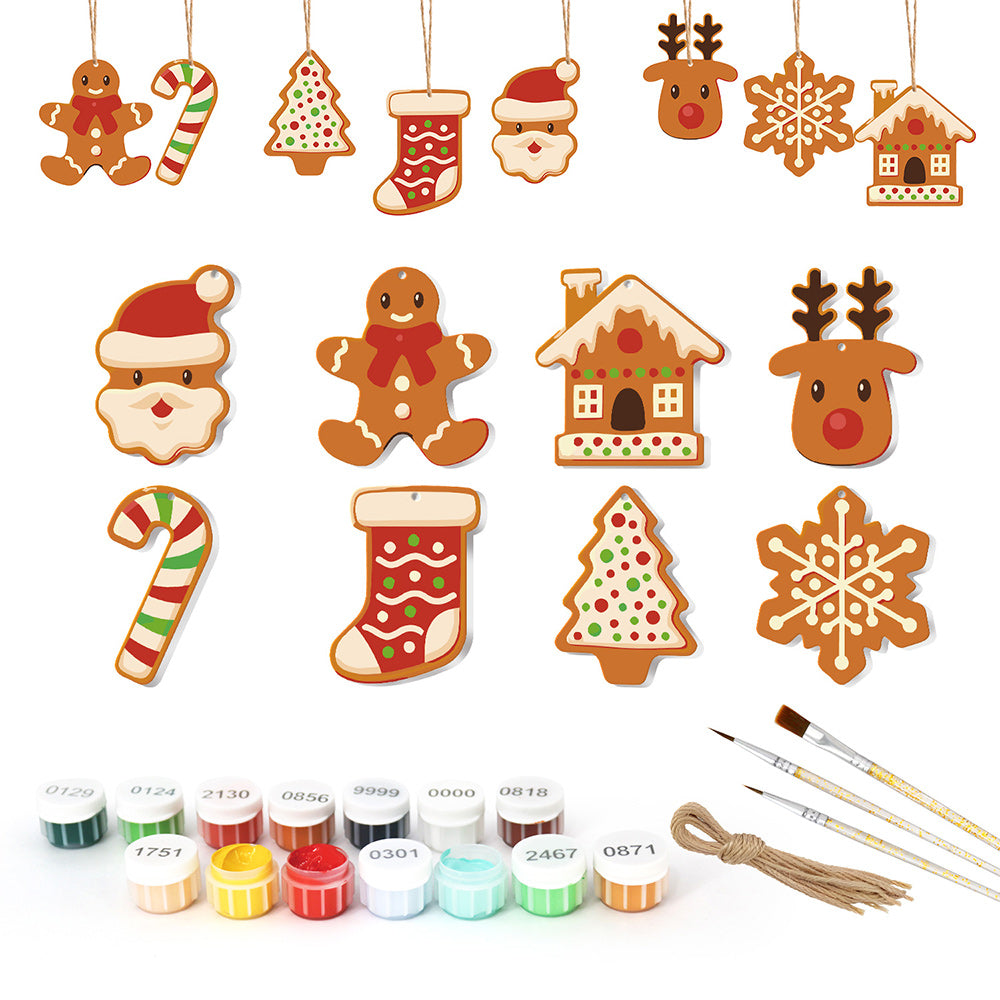 8 Stück Weihnachtsschmuck Malen nach Zahlen | Weihnachtskeks Set