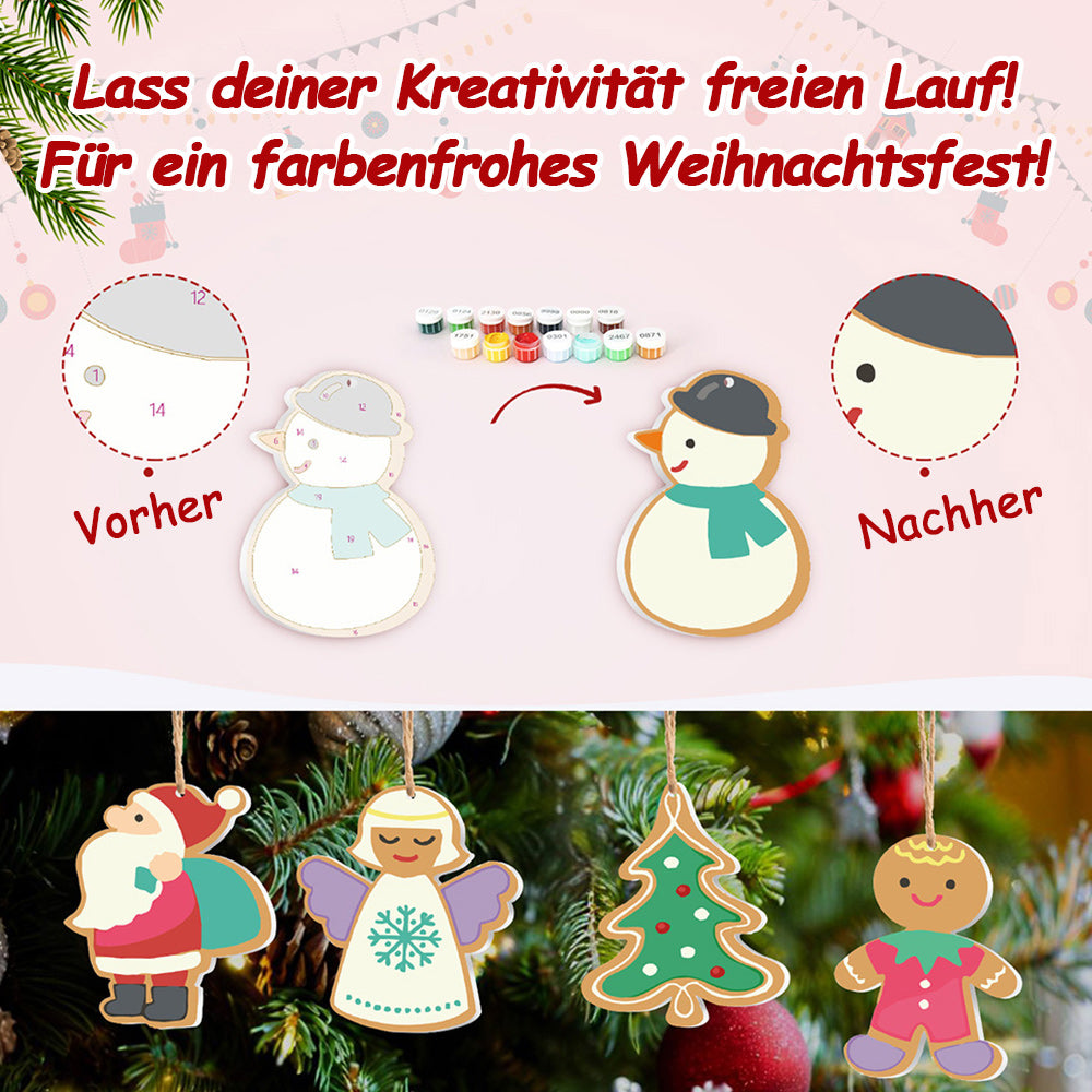 8 Stück Weihnachtsschmuck Malen nach Zahlen | Weihnachtsmann und Engel Set