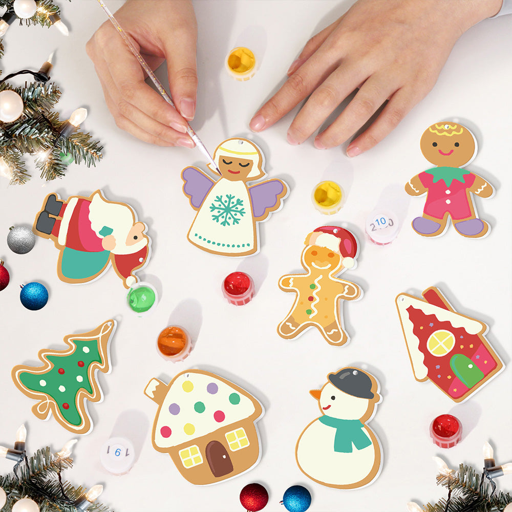 8 Stück Weihnachtsschmuck Malen nach Zahlen | Weihnachtsmann und Engel Set