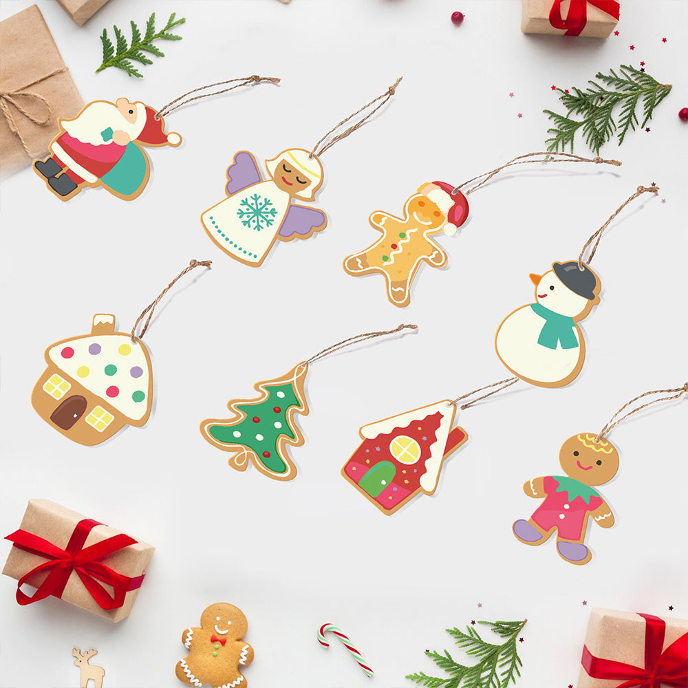 8 Stück Weihnachtsschmuck Malen nach Zahlen | Weihnachtsmann und Engel Set