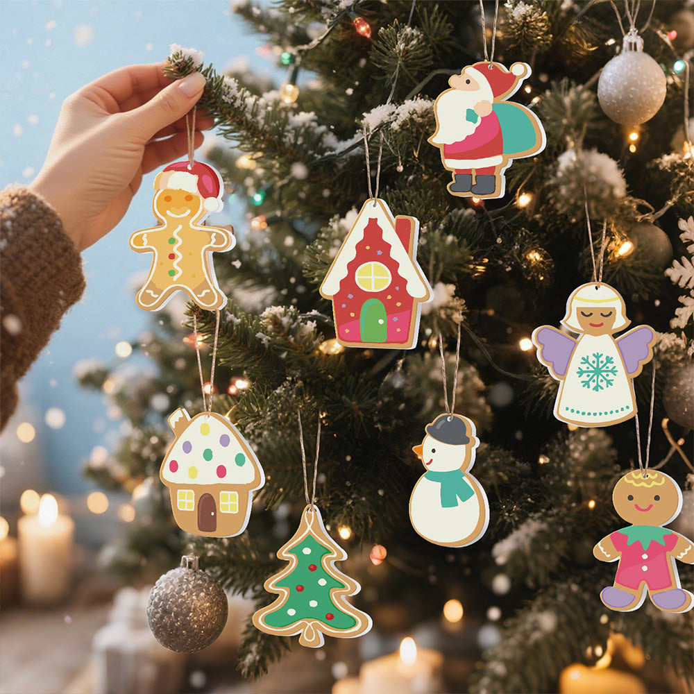 8 Stück Weihnachtsschmuck Malen nach Zahlen | Weihnachtsmann und Engel Set