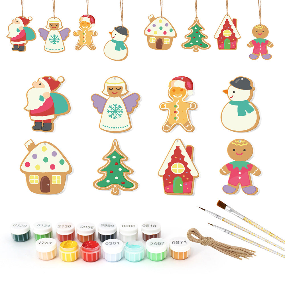 8 Stück Weihnachtsschmuck Malen nach Zahlen | Weihnachtsmann und Engel Set