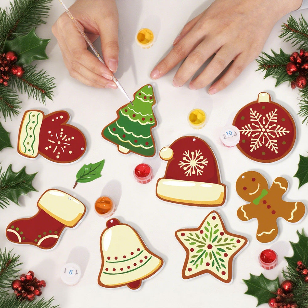 8 Stück Weihnachtsschmuck Malen nach Zahlen | Winterausrüstung Set