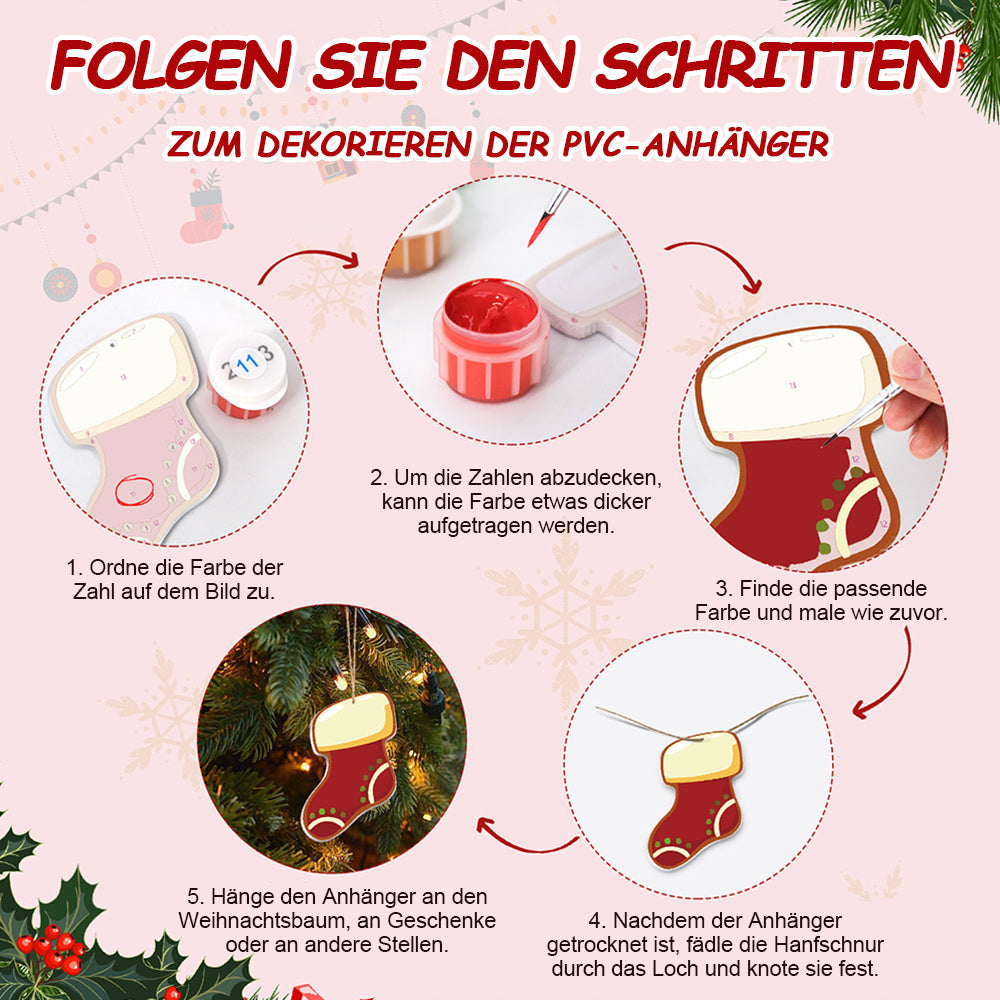 8 Stück Weihnachtsschmuck Malen nach Zahlen | Winterausrüstung Set