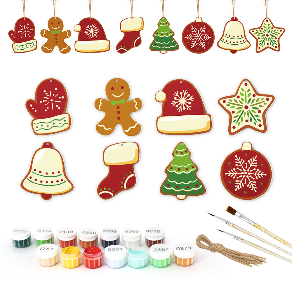 8 Stück Weihnachtsschmuck Malen nach Zahlen | Winterausrüstung Set