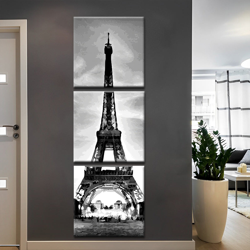 Eiffelturm 3-teilig Triptychon Malen nach Zahlen