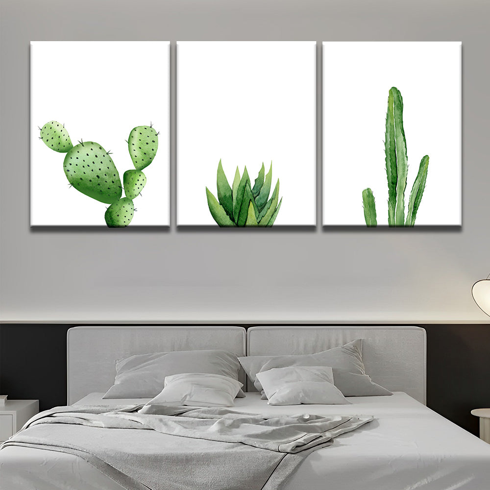 Kaktus 3-teilig Triptychon Malen nach Zahlen