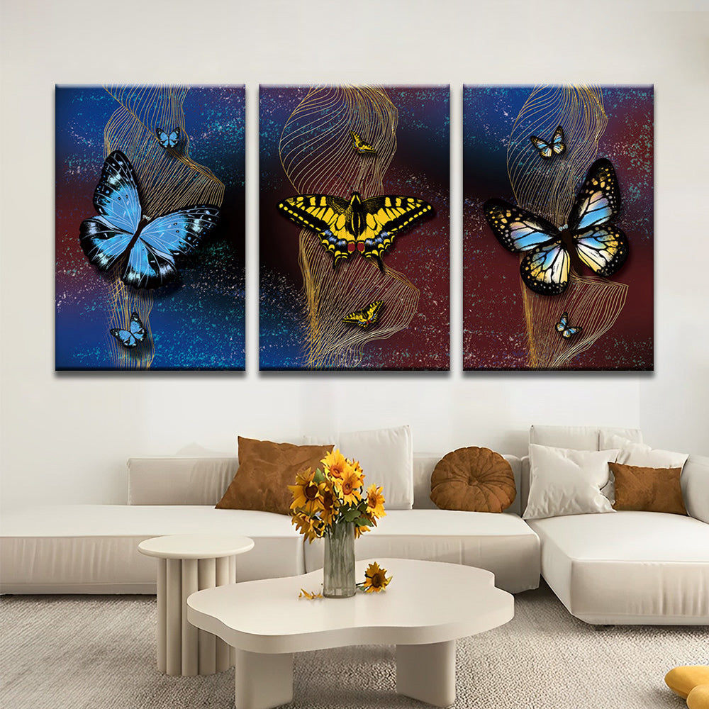Schmetterlinge 3-teilig Triptychon Malen nach Zahlen