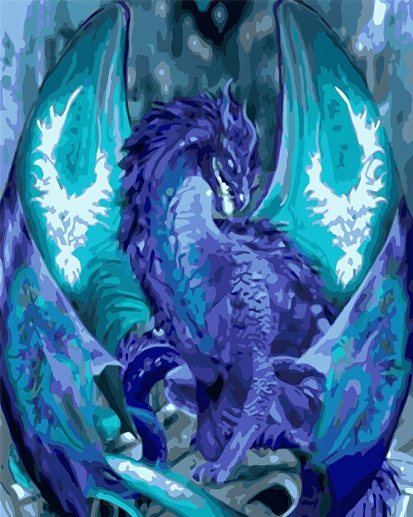 Abstrakter blauer Drache Malen nach Zahlen