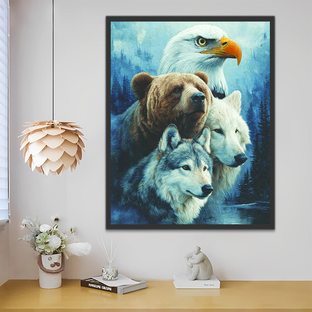 Adler, Bär und Wölfe Malen nach Zahlen
