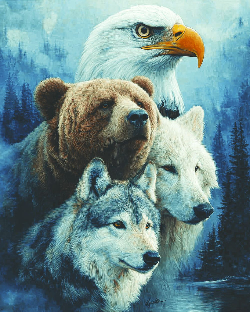 Adler, Bär und Wölfe Malen nach Zahlen