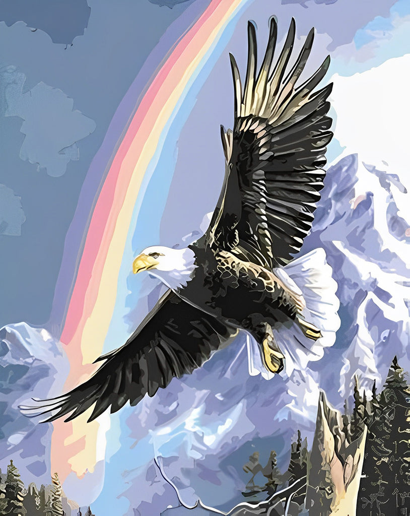 Adler unter dem Regenbogen Malen nach Zahlen