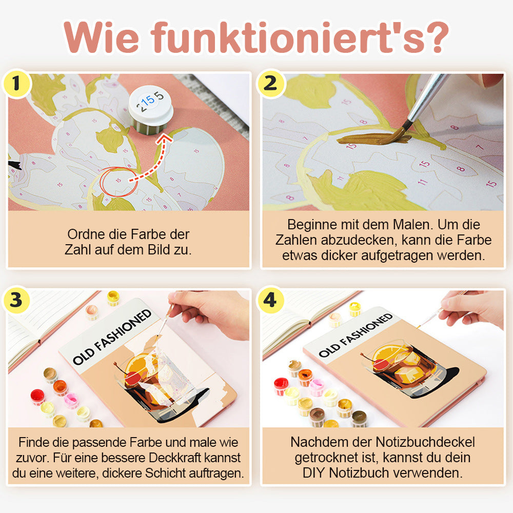Altmodische Getränke Notizbuch Malen nach Zahlen