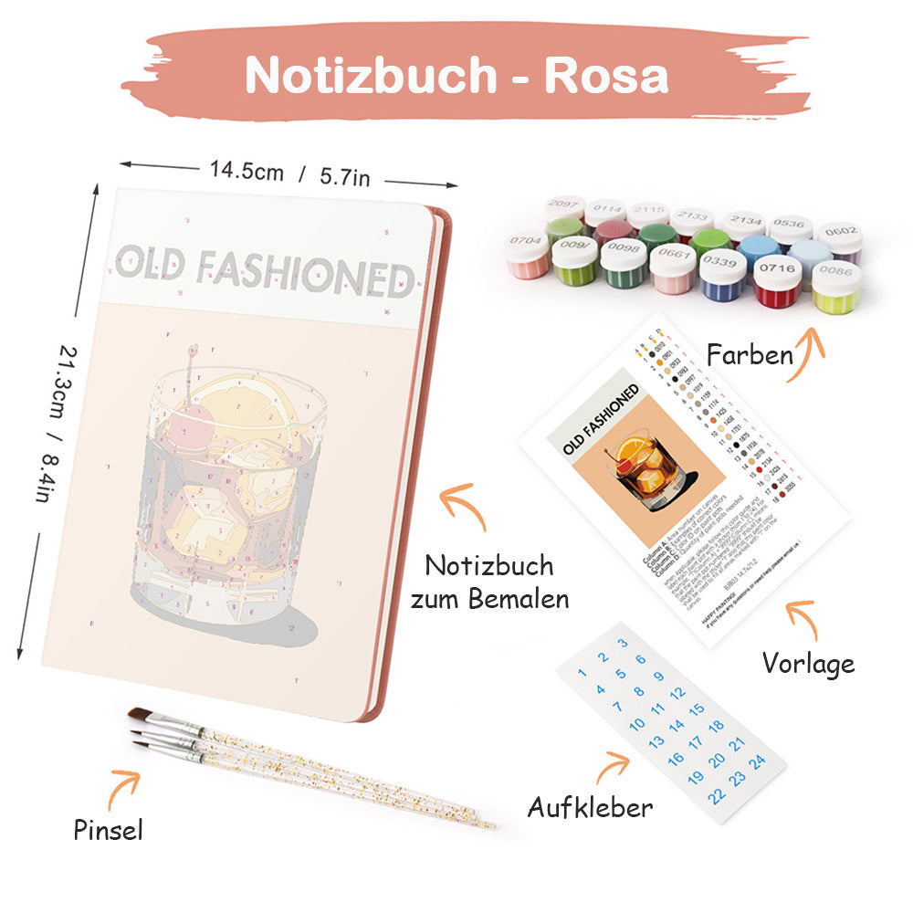 Altmodische Getränke Notizbuch Malen nach Zahlen