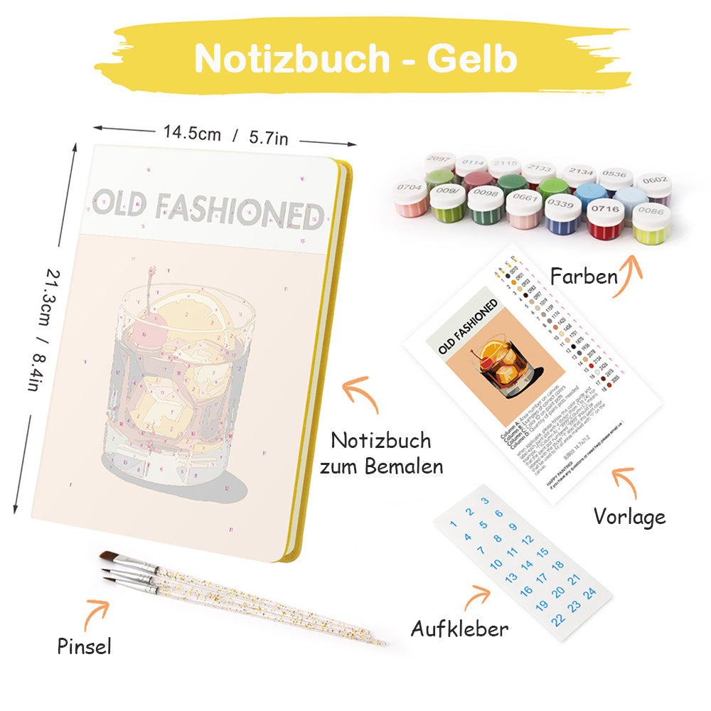 Altmodische Getränke Notizbuch Malen nach Zahlen