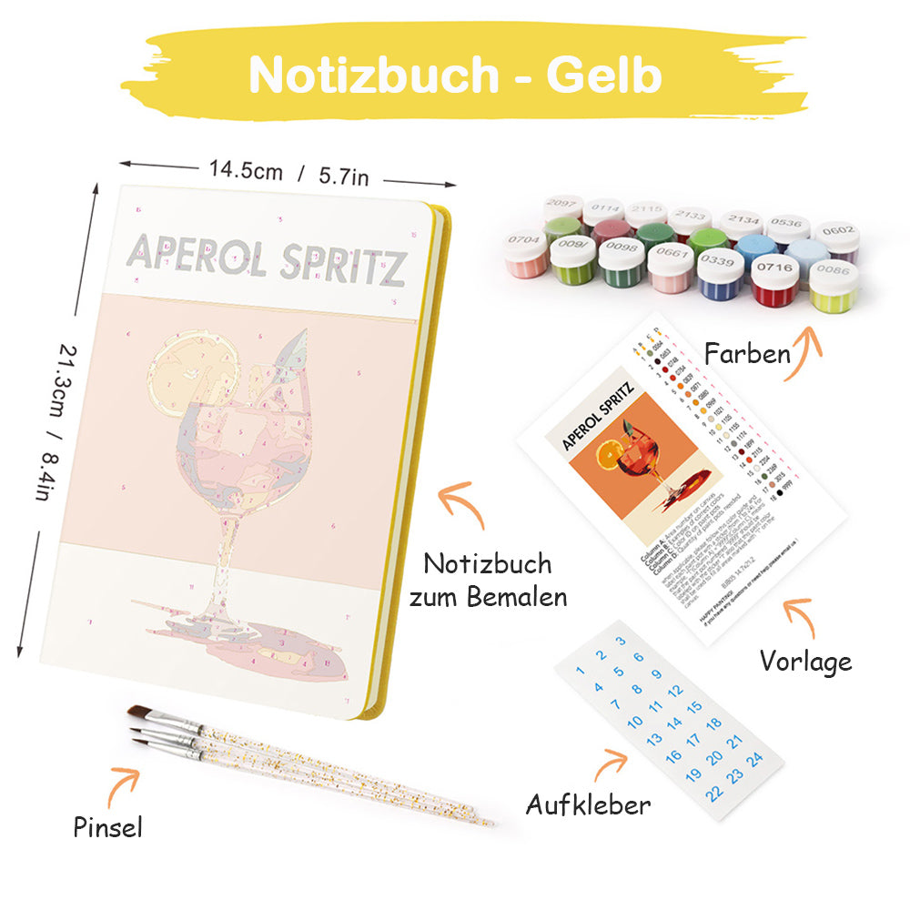 Aperol Spritz Notizbuch Malen nach Zahlen
