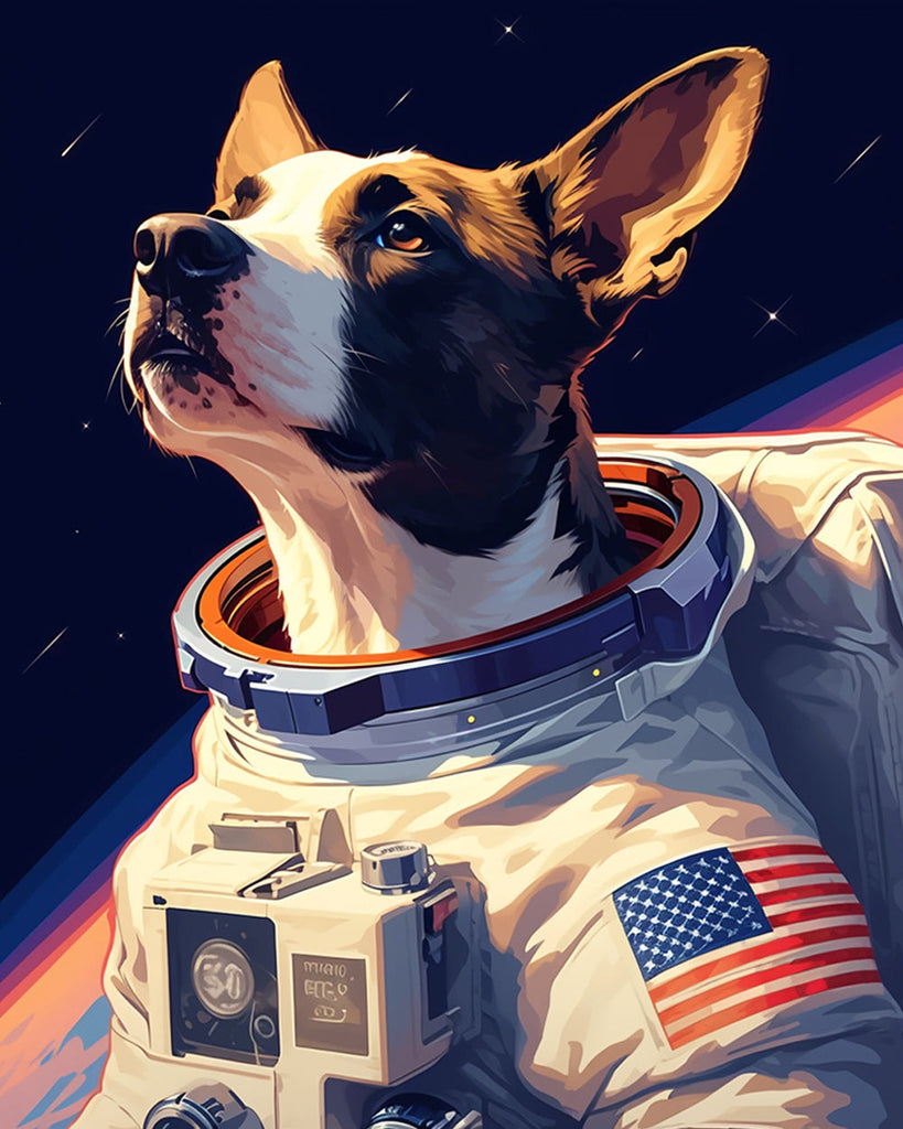 Astronaut Hund Malen nach Zahlen