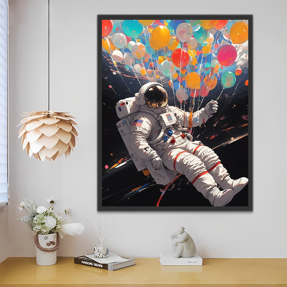 Astronaut und Ballons Malen nach Zahlen