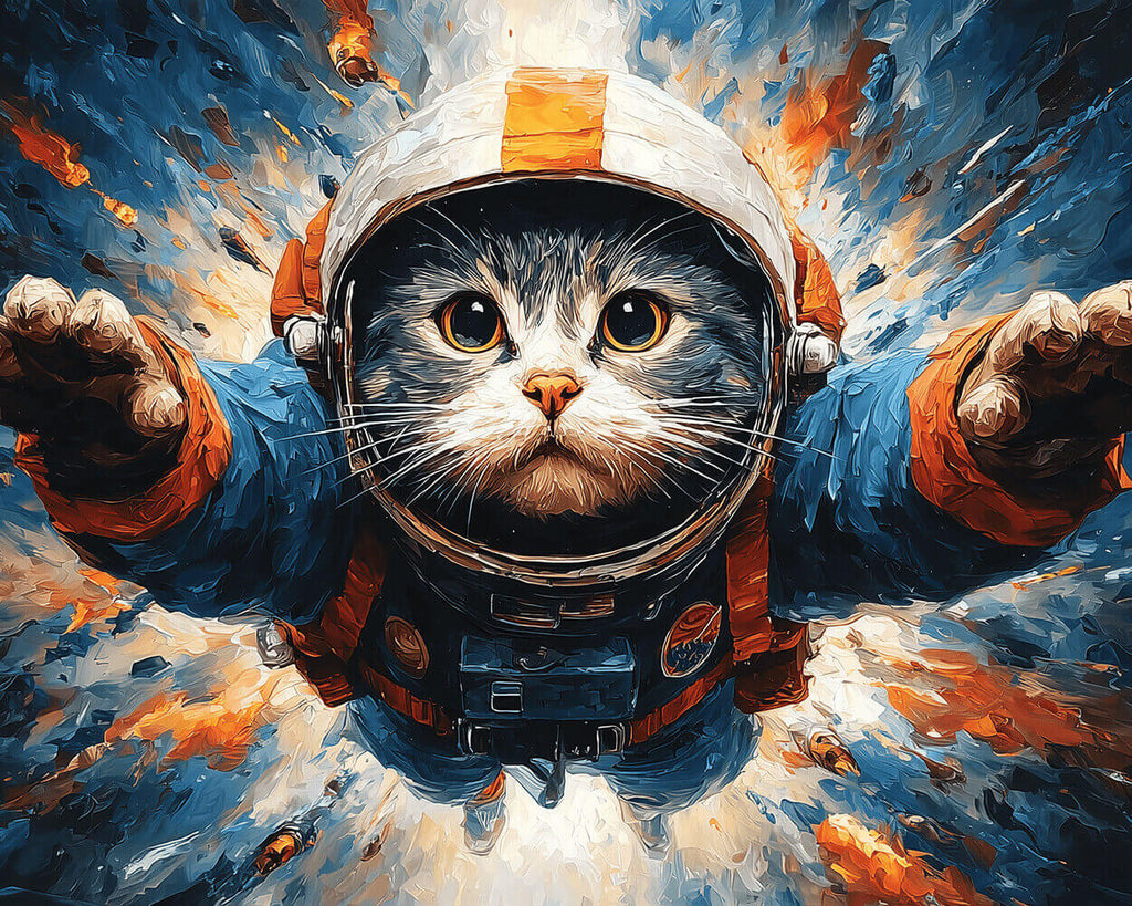 Astronautenkatze im Urknall Malen nach Zahlen