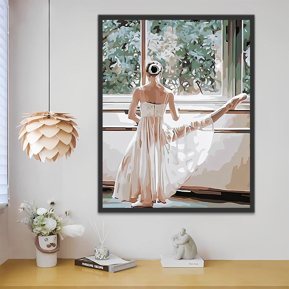 Ballerina vor dem Fenster Malen nach Zahlen