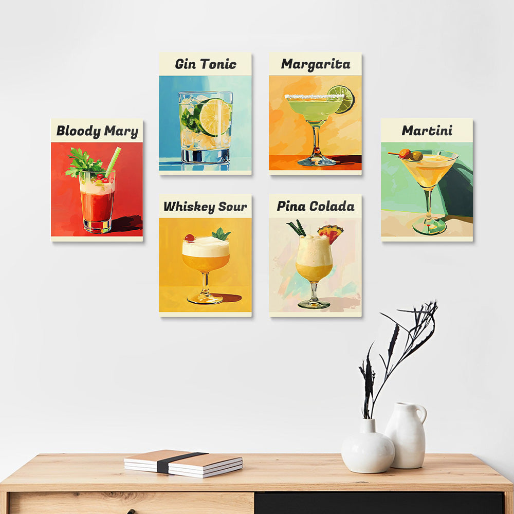 Beliebte Cocktails 6 Stück Mini Malen nach Zahlen