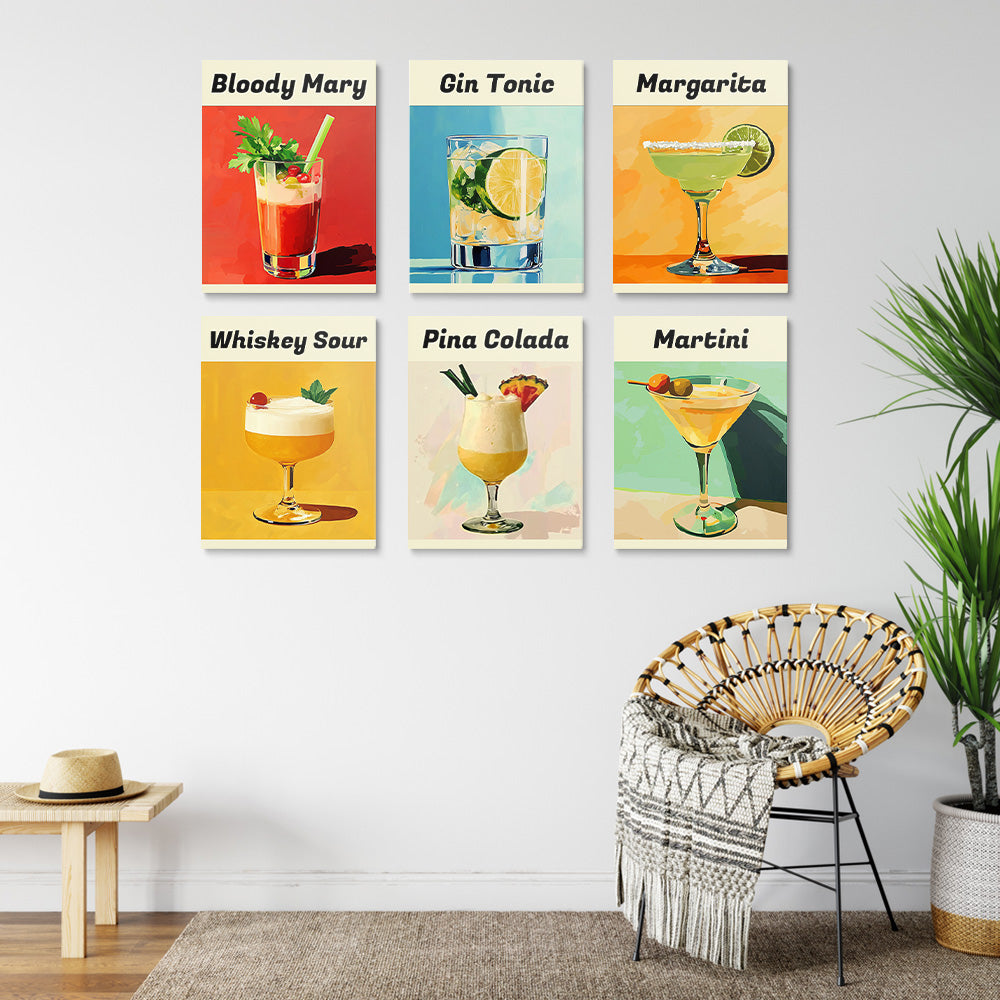 Beliebte Cocktails 6 Stück Mini Malen nach Zahlen