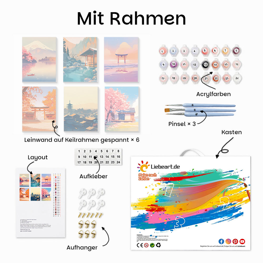 Berühmte Attraktionen 6 Stück Mini Malen nach Zahlen