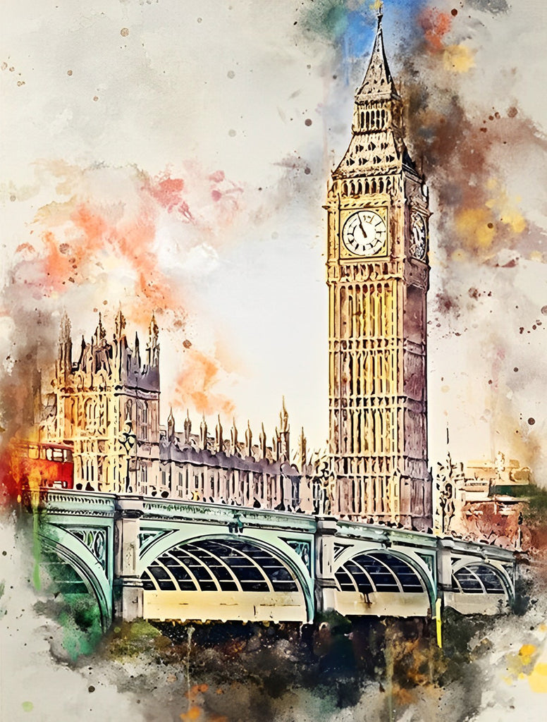 Big Ben in Aquarell Malen nach Zahlen