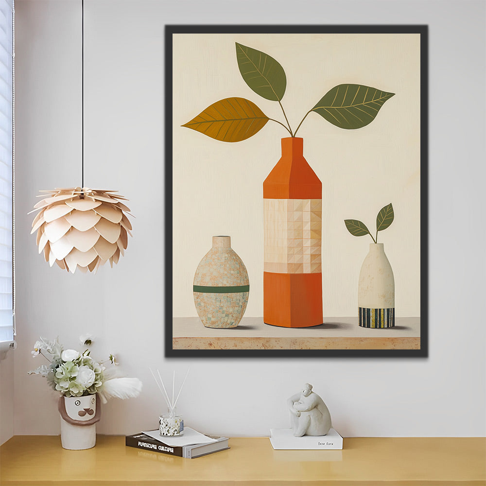 Blätter in Geometrischer Vase Malen nach Zahlen