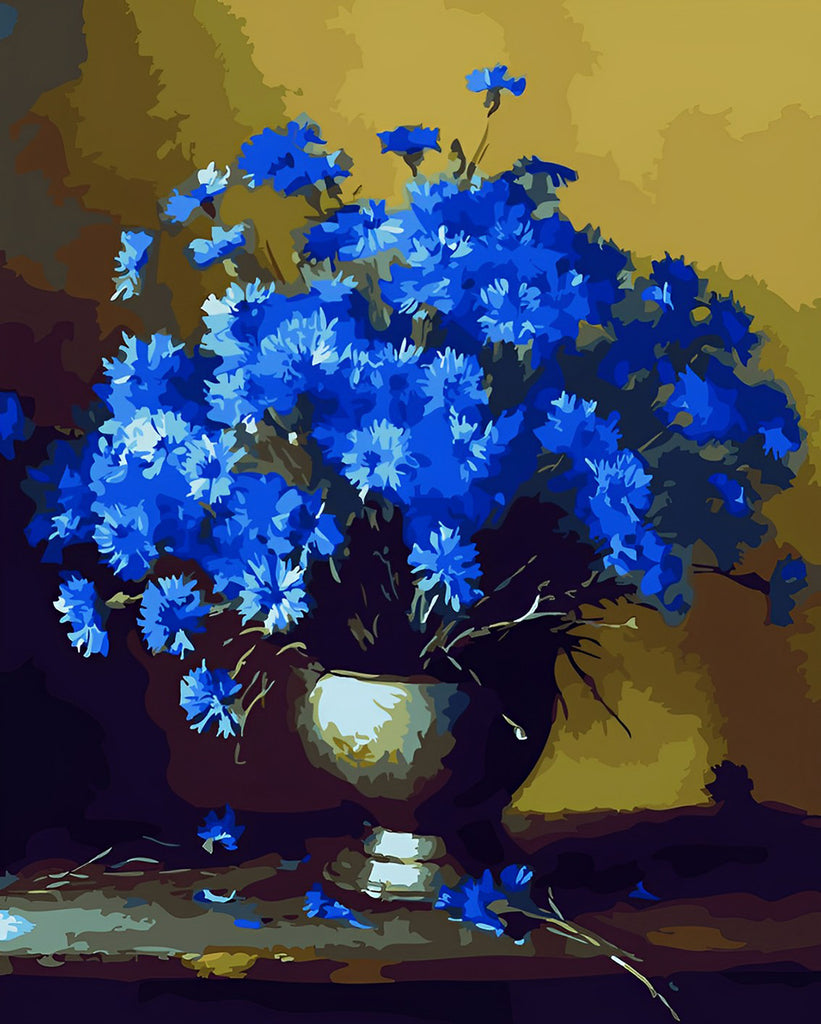 Blaue Blumen Malen nach Zahlen