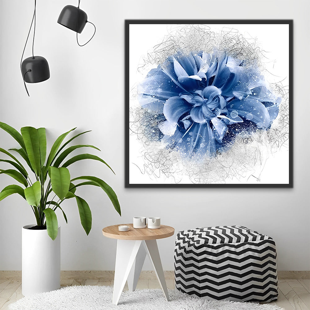 Blaue Chrysantheme Malen nach Zahlen