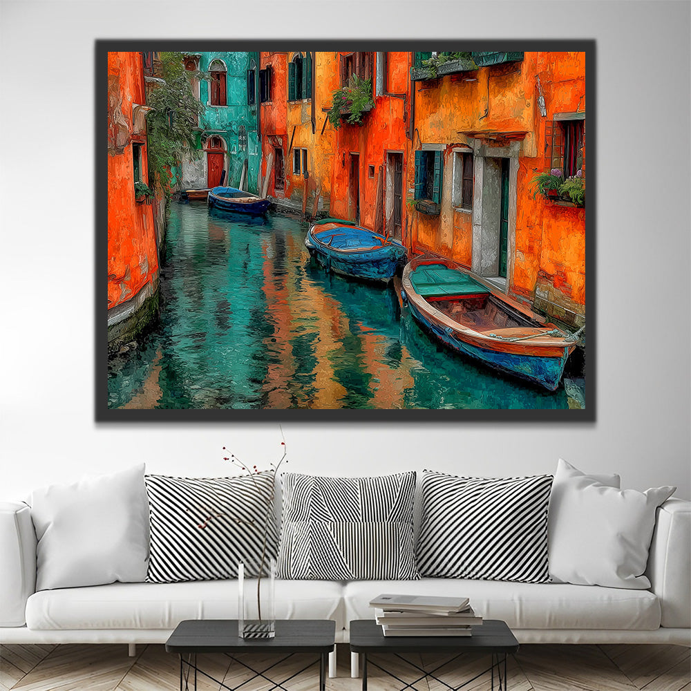 Blaue Schiffe in Venedig Malen nach Zahlen
