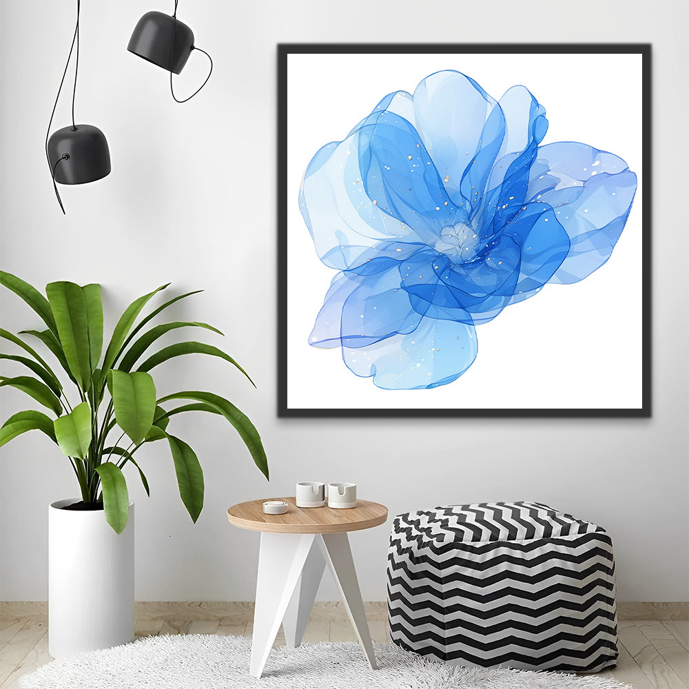 Blaue Transparente Blume Malen nach Zahlen