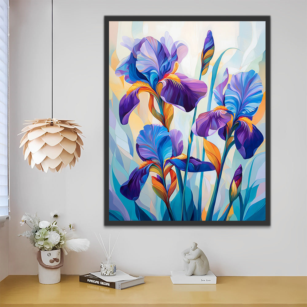 Blauviolette Iris Malen nach Zahlen