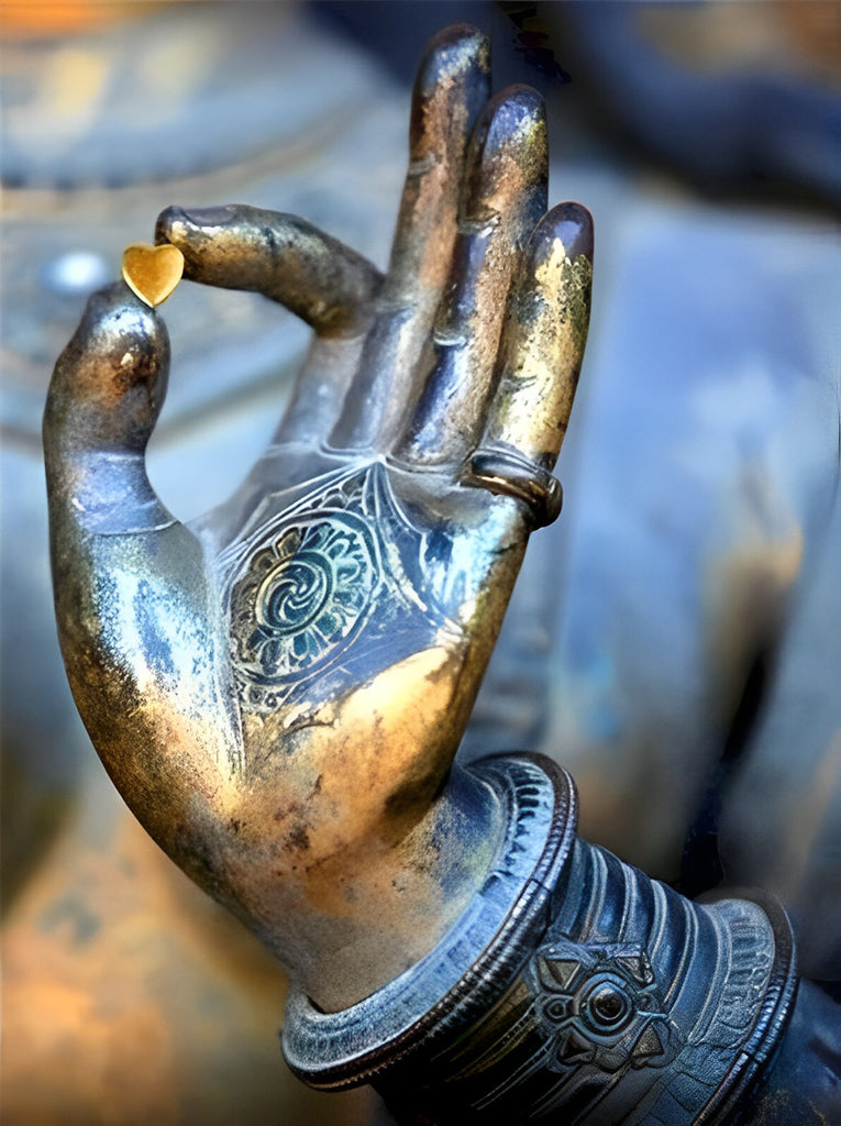 Bronzene Hand von Buddha Malen nach Zahlen