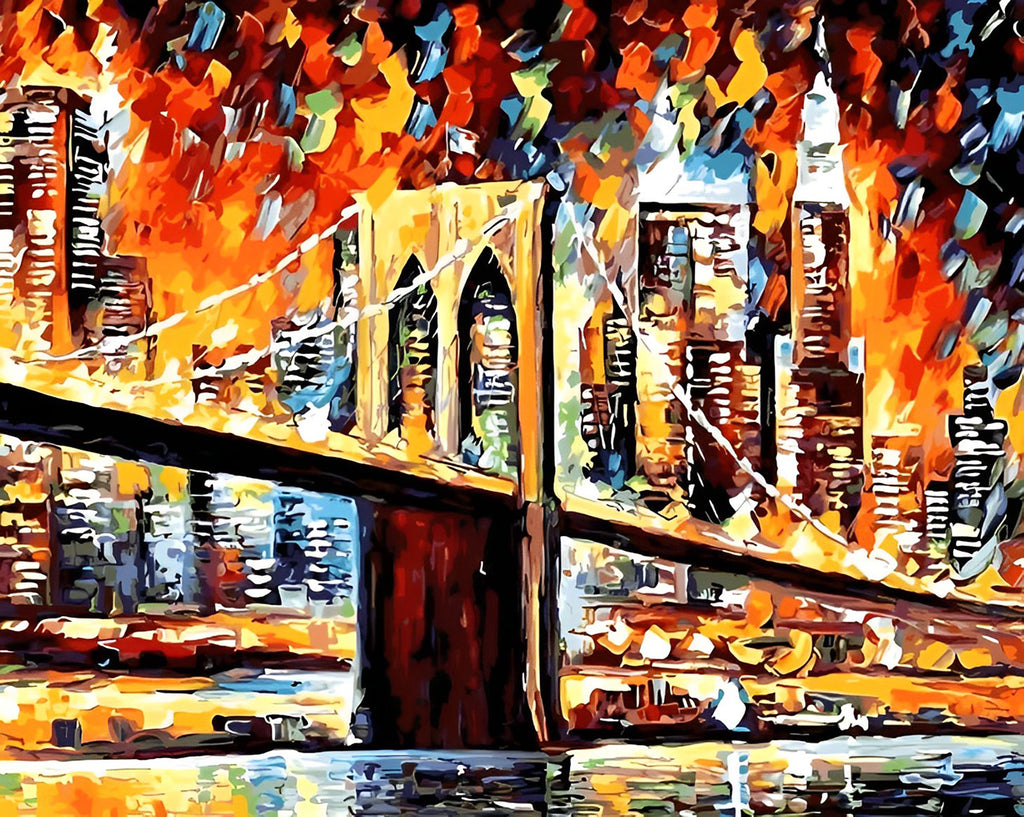 Brooklyn Bridge und Feuer Malen nach Zahlen