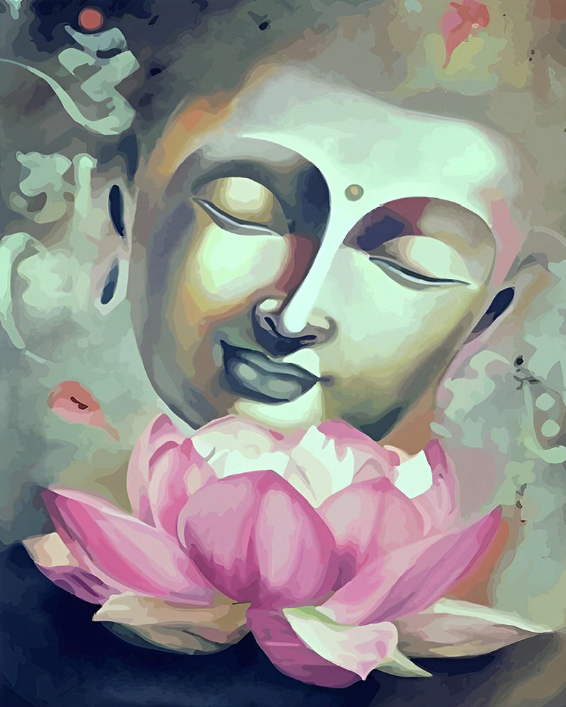 Buddha und rosa Lotusblume Malen nach Zahlen