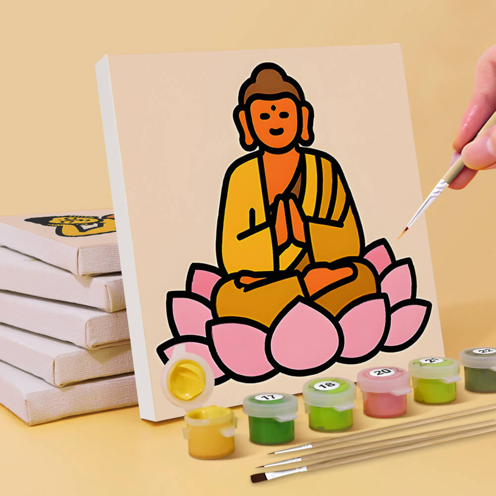 Buddhistische Lotus-Statue 6 Stück Mini Malen nach Zahlen