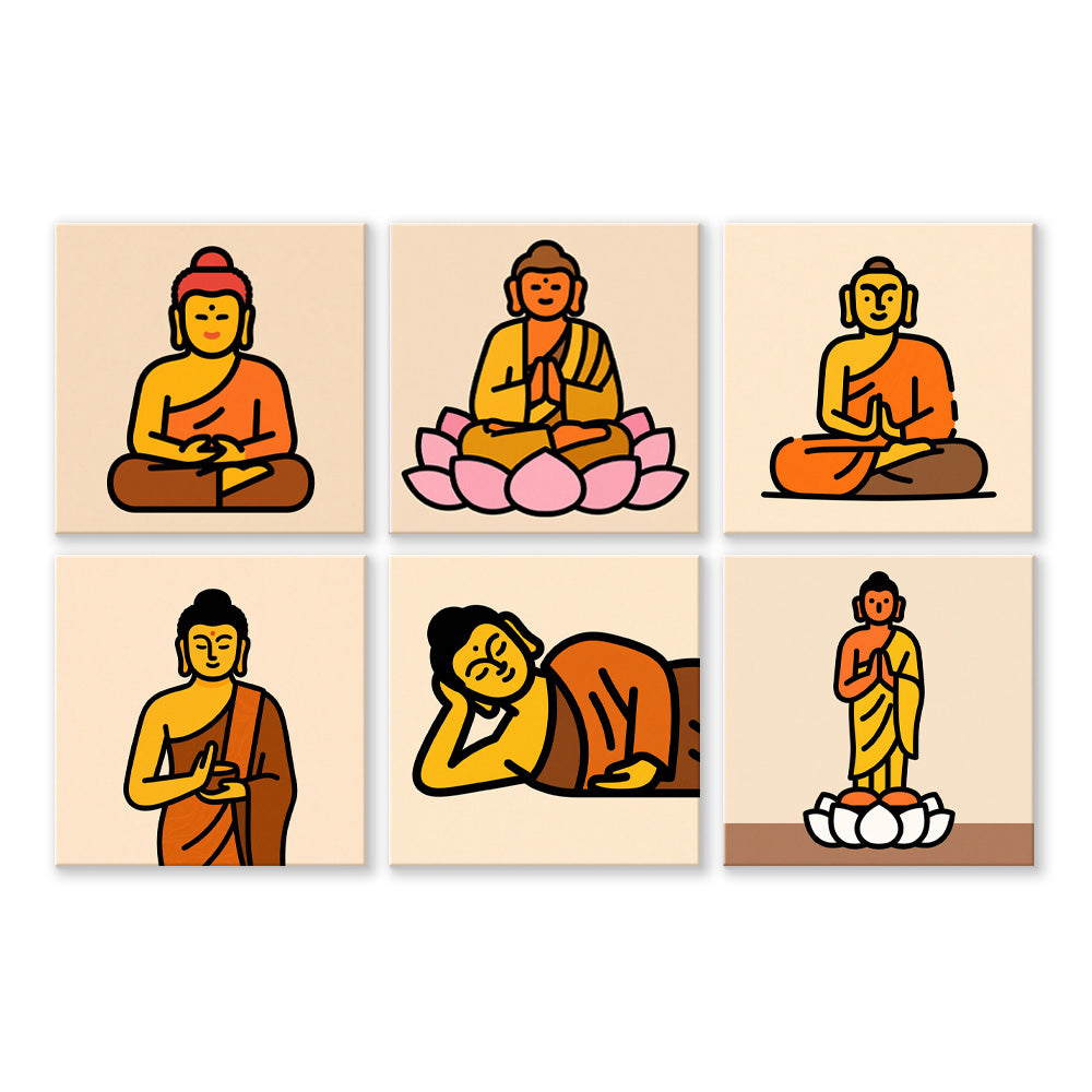 Buddhistische Lotus-Statue 6 Stück Mini Malen nach Zahlen