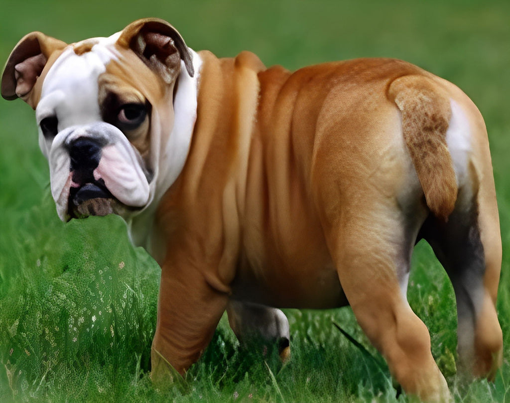 Bulldogge auf grünem Gras Malen nach Zahlen