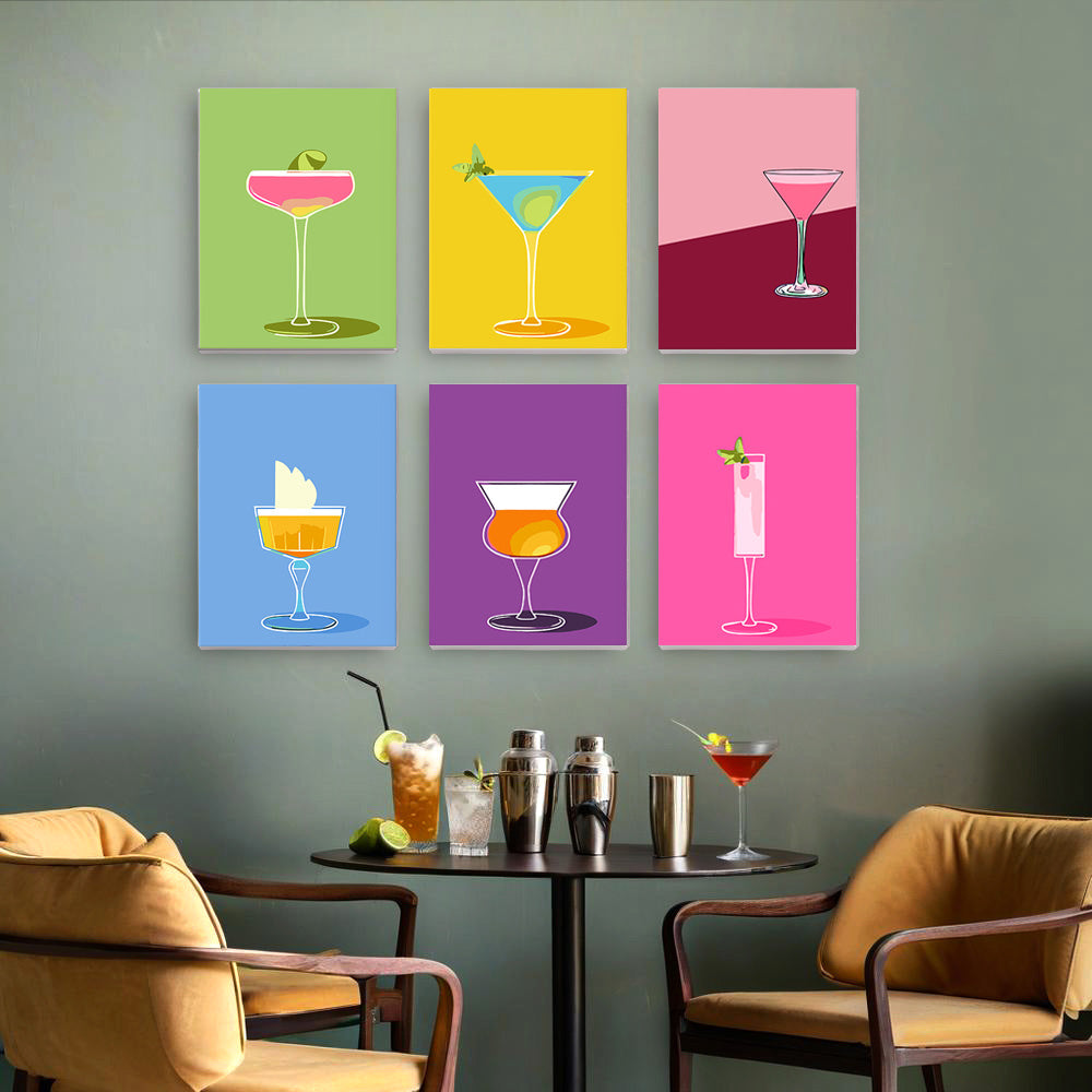 Bunte Cocktails 6 Stück Mini Malen nach Zahlen