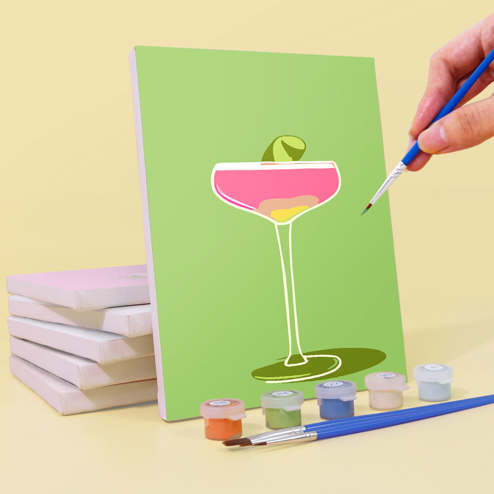 Bunte Cocktails 6 Stück Mini Malen nach Zahlen