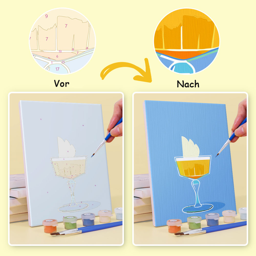 Bunte Cocktails 6 Stück Mini Malen nach Zahlen